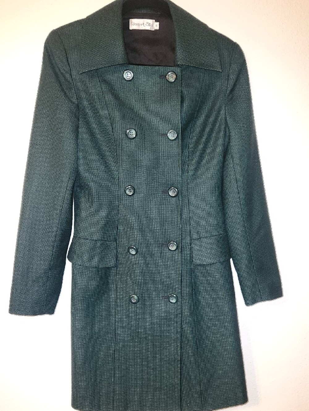 Forest Green Double-Breasted Women's Wool Coat